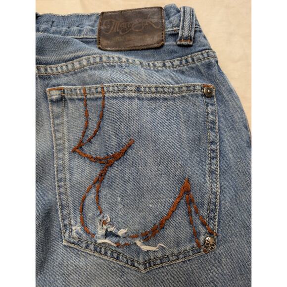 Marc Ecko Cut & Sew Prime Cut Jeans Skull Detail Y2K Distressed 2000s 34x32 - Picture 8 of 16